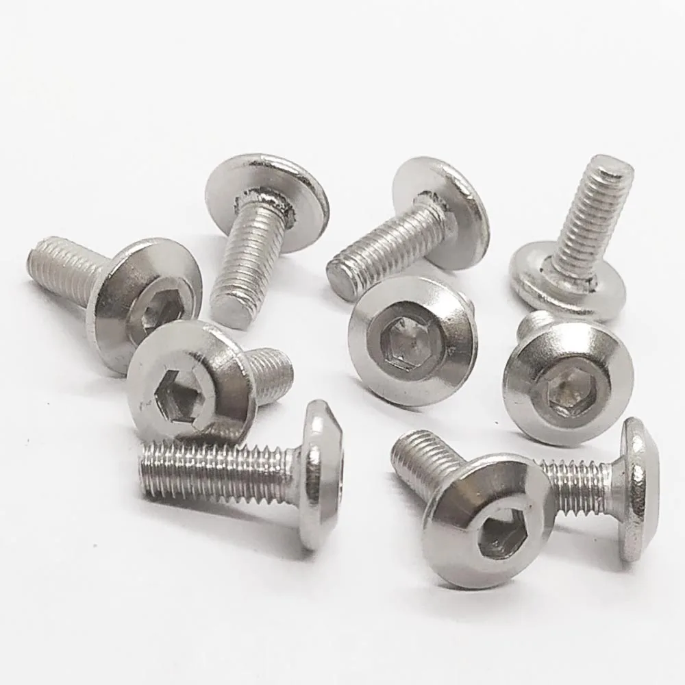 10pcs Stainless Steel Large Flat Head Hexagon Socket Screws Bolts M6 M6X16mm for Motorcycle Moped Scooter Tail Plates