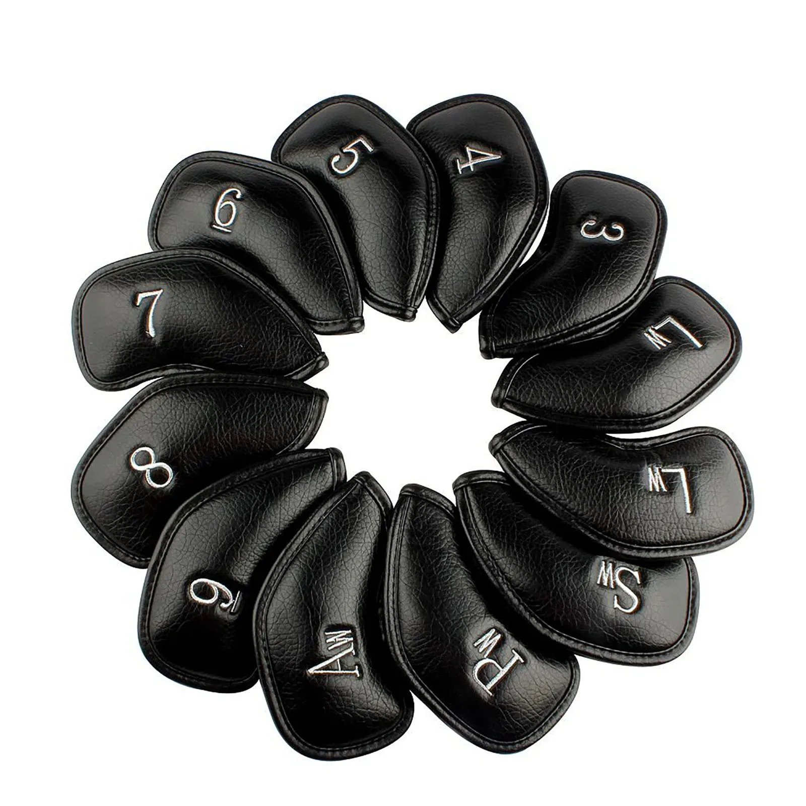 Golf Club Headcovers Set for Hybrid Woods Irons, Magnetic Head Covers, Durable Leather Protectors with Double-Sided Embroidery