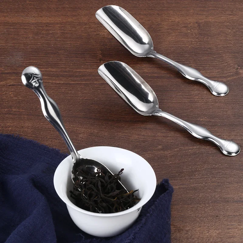 Stainless Steel Tea Spoon  Long Handle Alloy Divided Teaspoons Tea KongFu Ceremony Utensils Tea Set Nuts Scoop Spice Shovel