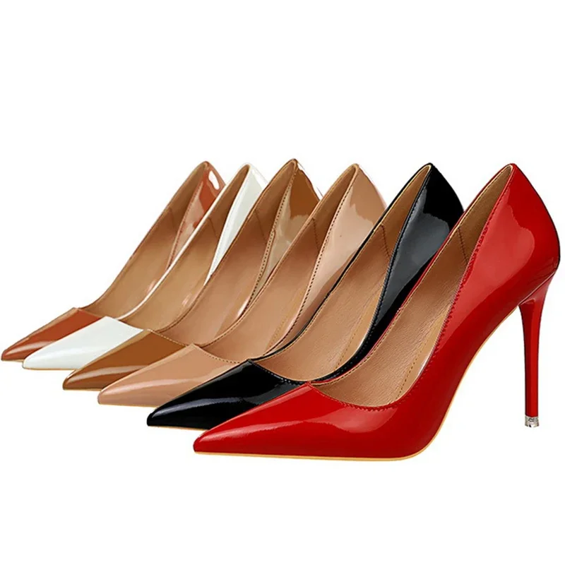 Shoes Patent Leather Woman Pumps High Heels Stiletto Heels 10.5 Cm Red Wedding Shoe Bridal Shoes Women Heels 2025