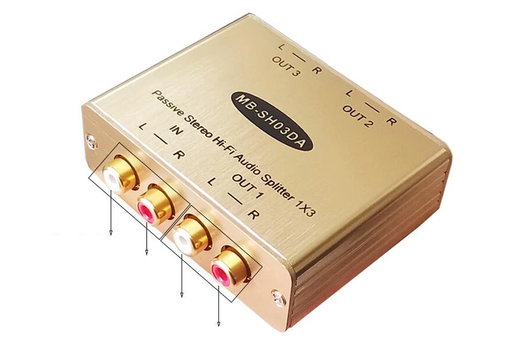 3 kanal Passive Stereo Hallo-fi Audio Splitter 1X3 Analog RCA Audio Distributor Isolation Splitter für Laptop DVD Player – Detail 1