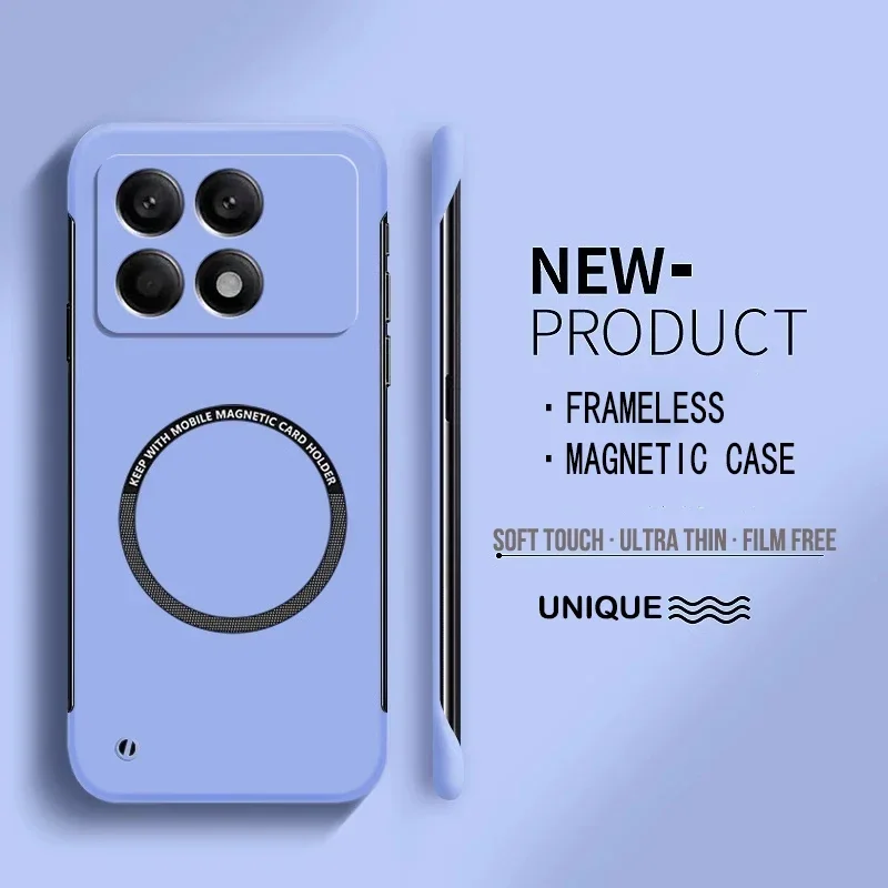 Casing Ponsel Tanpa Bingkai Magnetik PC Keras Ultra Tipis untuk Xiaomi Poco X6 Pro F3 F4 F5 Pro Sampul Solid Warna Murni Matte