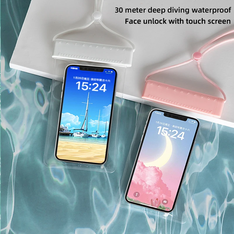 

Full View Waterproof Case for Phone Underwater Snow Rainforest Transparent Dry Bag Swimming Pouch Big Mobile Phone Covers