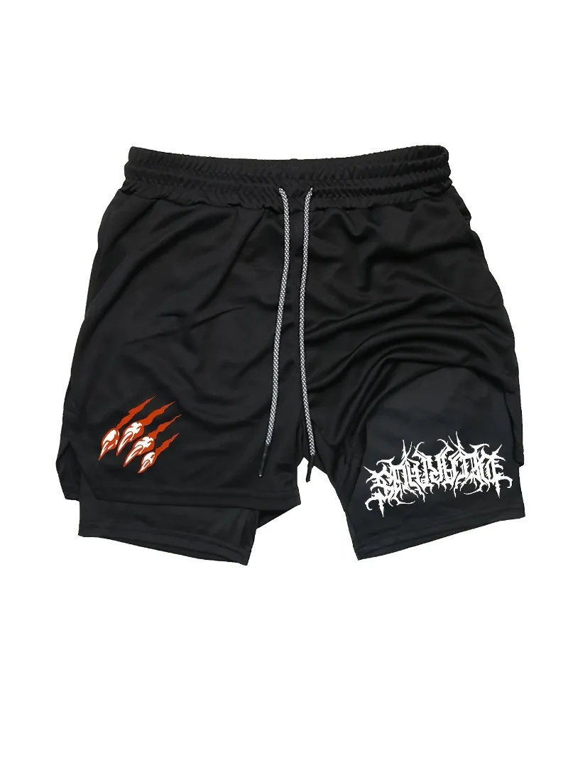 

Новые мужские быстросохнущие дышащие шорты для фитнеса с эластичным поясом, быстросохнущие двухслойные шорты, летняя спортивная одежда для бега