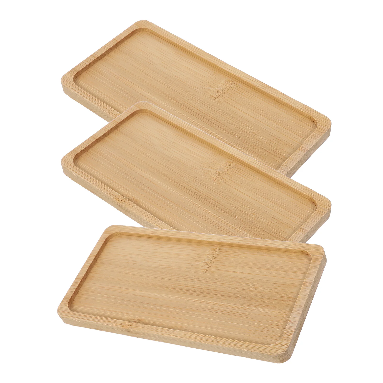 

3Pcs Bamboo Serving Trays Japanese Style Tea Tray for Dining Room Bathroom Counter Coffee Station Snack Fruit Display Portable
