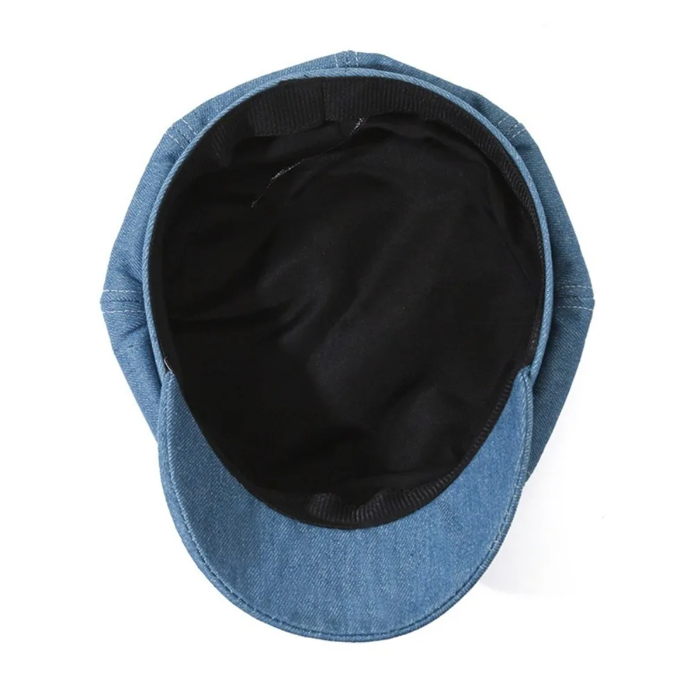 Fashion Vintage Women Denim Beret Back Closed Solid Color Newsboy Cap Versatile Octagonal Caps Unisex