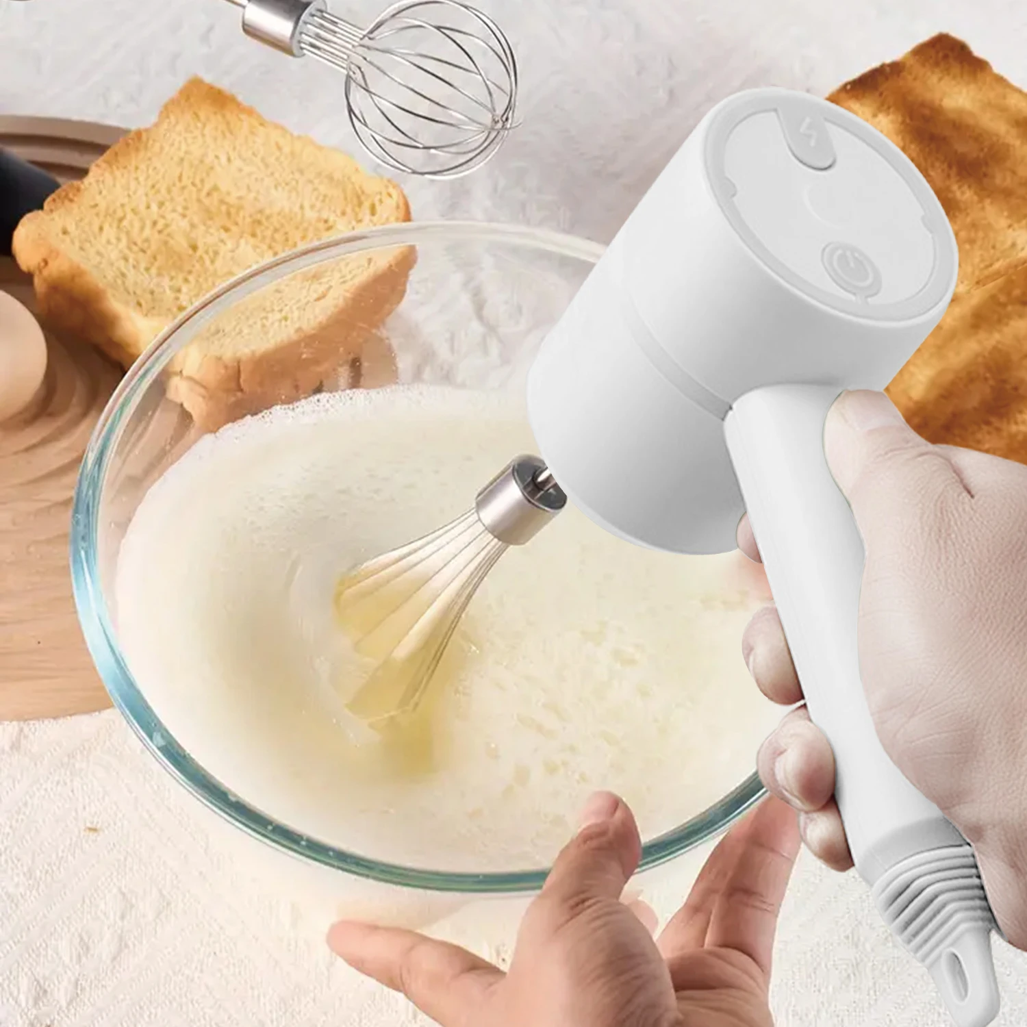 خلاط يدوي لاسلكي، خفاقة كهربائية محمولة مع 3 أوضاع للسرعة، مضرب بيض محمول باليد مع 2 خفق تحريك قابل للفصل