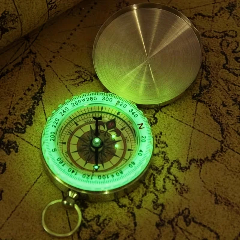 A Copper Survival Compass with Luminous Feature-Enhances Visibility for Camping and Hiking - Essential Tool for Night Adventures