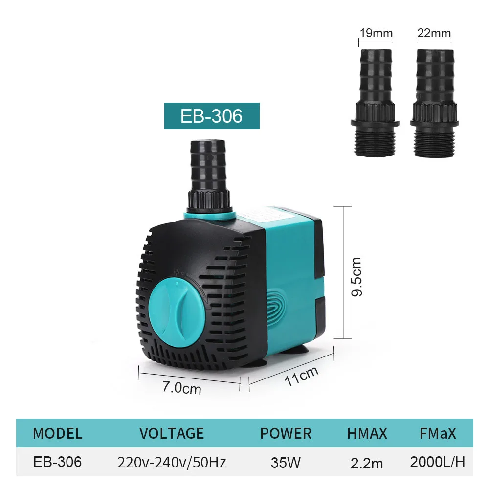 Aquarium Fontein Energiebesparende Aquariumpomp Ultrastille Filter Visvijver EU Plug 3/10/25/35/50/60W Dompelpomp