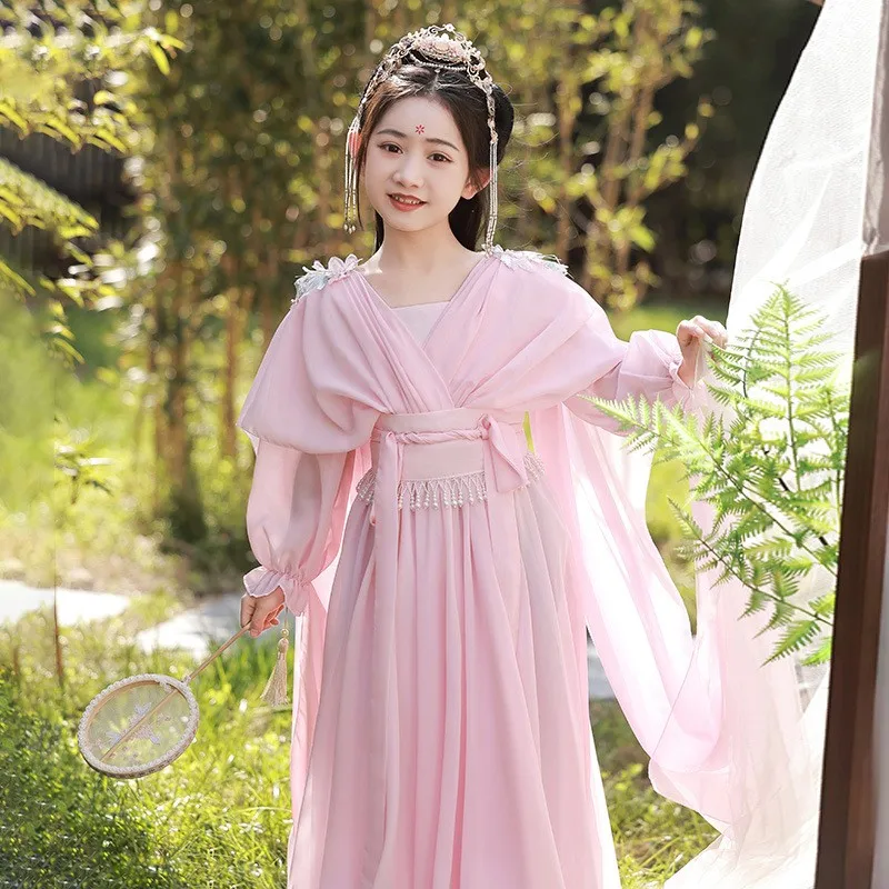 

Ancient Chinese Traditional Hanfu Dress Kids Children's Dance Performance Clothes Girl Fairy Costume Birthday Gift Cosplay