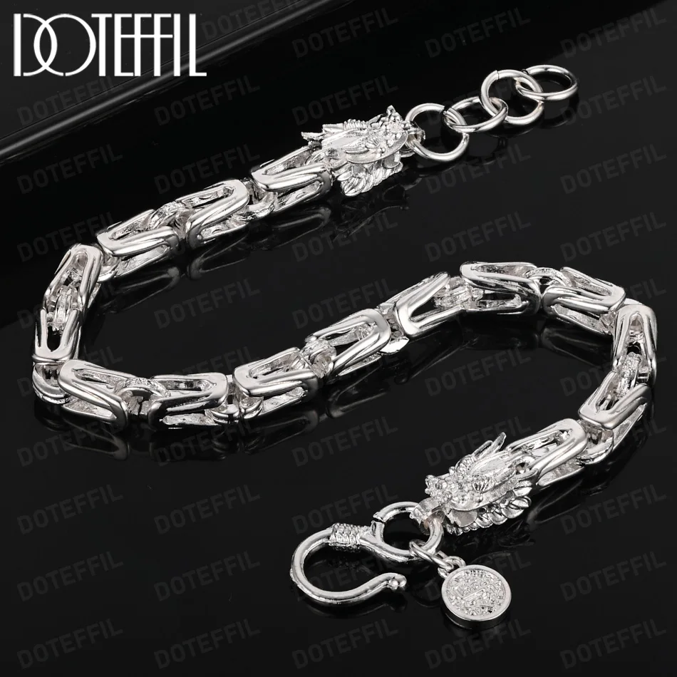 

DOTEFFIL Dragon Bracelet 925 Sterling Silver For Man Women Charm Wedding Engagement Party Fashion Jewelry