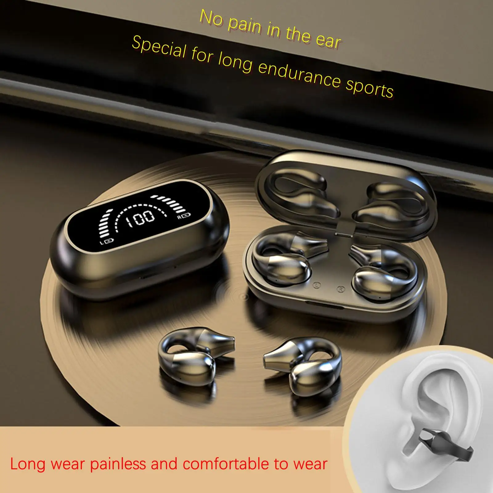 Clip Wireless Earbuds Deep Bass Headset für Running Sport Office