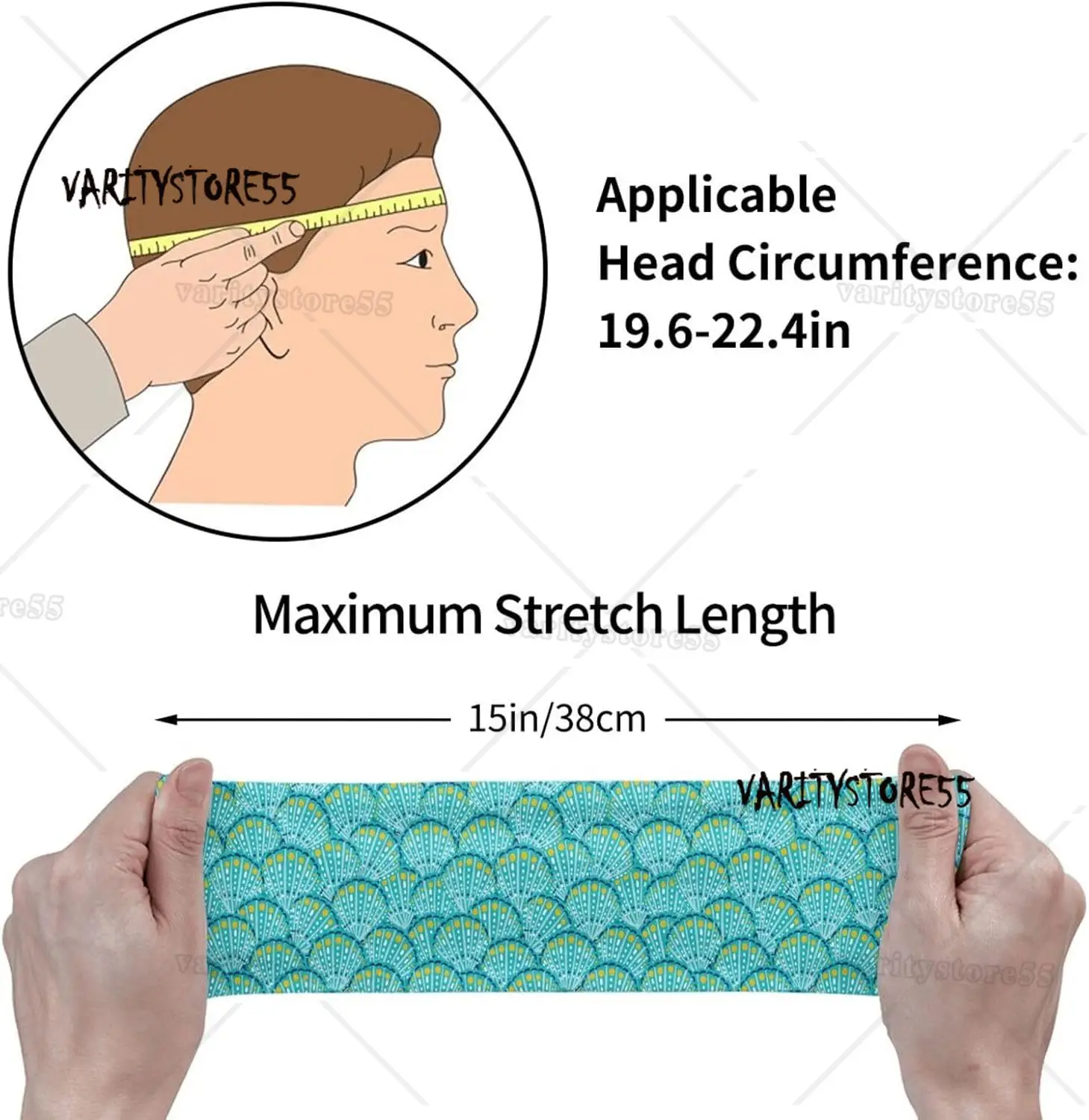 美しい貝殻プリントスポーツヘッドバンド男性用女性再利用洗浄メンズヘッドバンドスウェットバンドランニングヨガフィットネスワークアウト