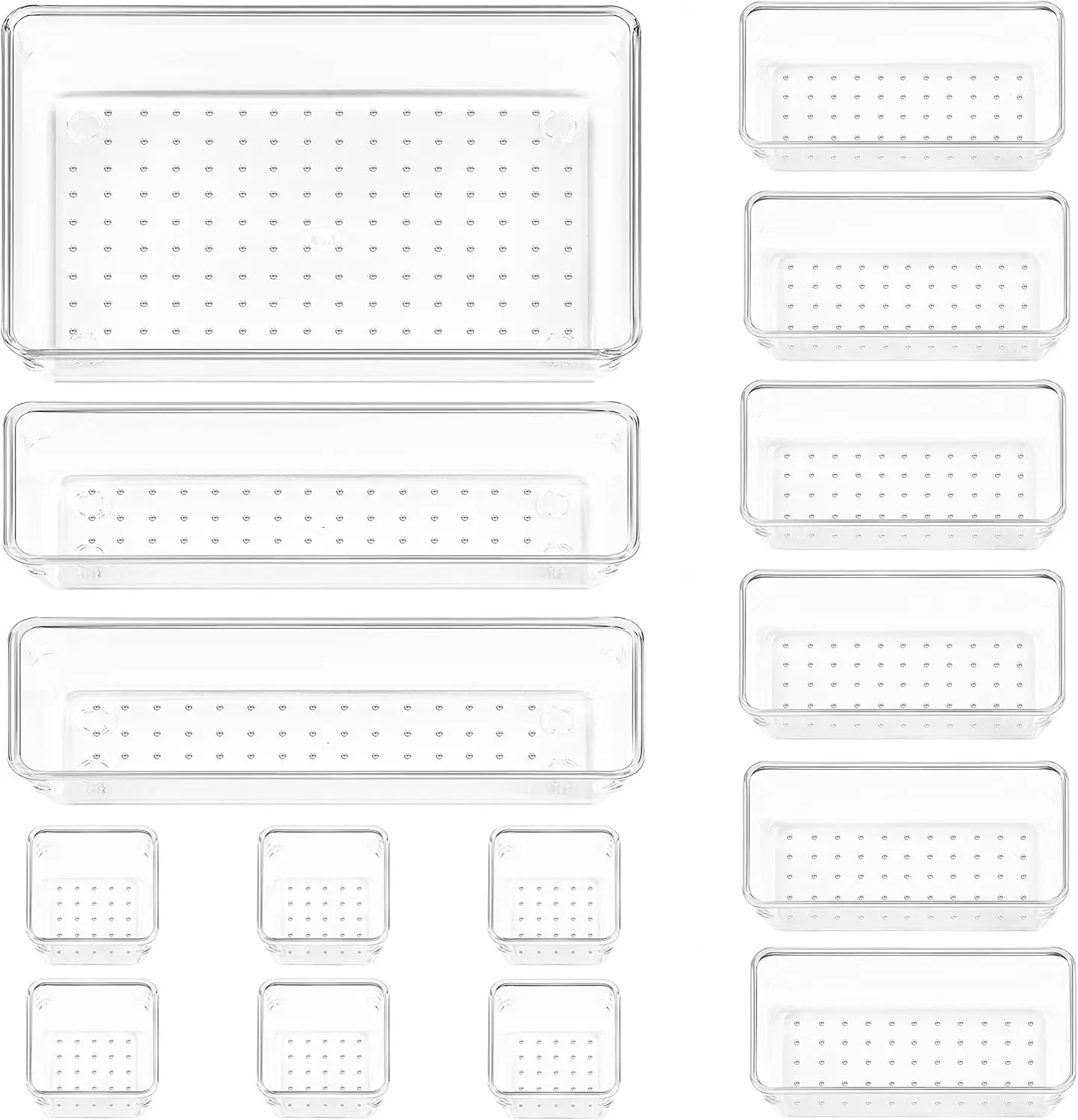 15 Piece Clear Plastic Drawer Organizer Set