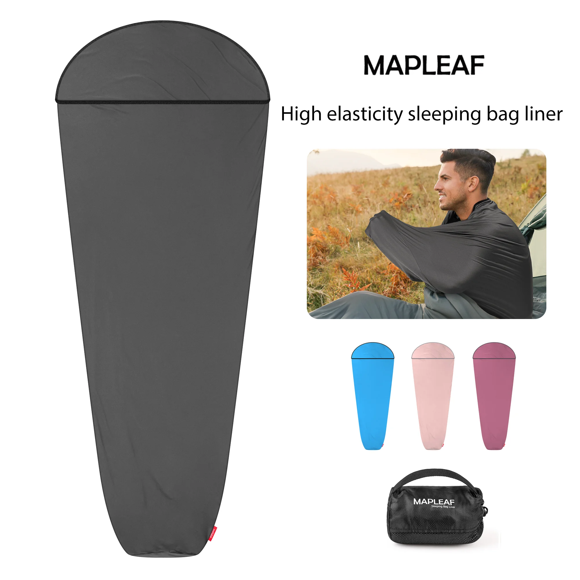 

Mapleaf Sleeping Bag Liner Ultralight High Elastic Mummy Quilt four seasons Wearable Portable Camping Pocket Sleeping Bags