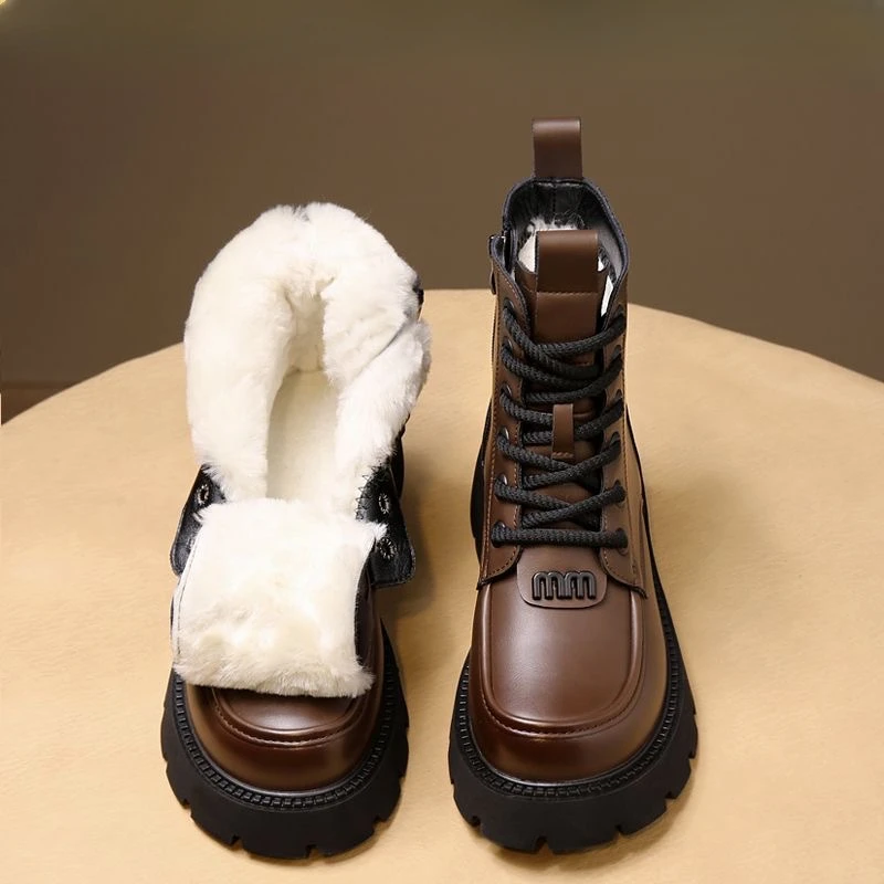 Fur Fur integrated Snow Boots Wool Women\'s Boots Velvet anti Cold Winter Women\'s Shoes Warm Cotton Shoes Lamb Wool Cotton Boots