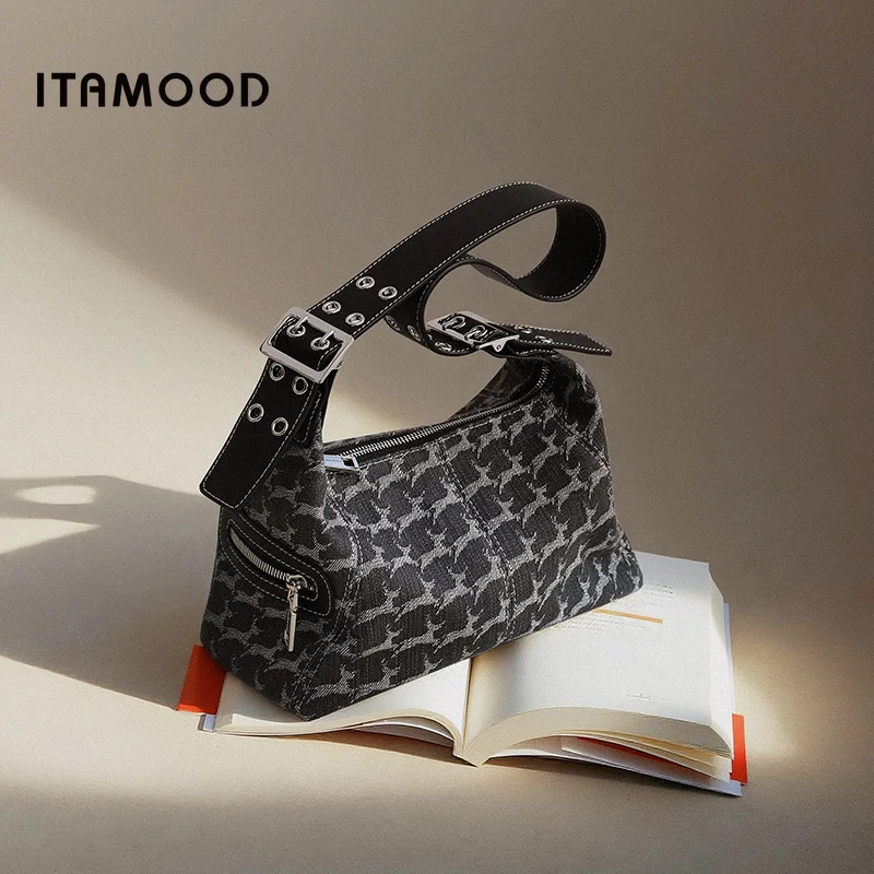

ITAMOOD Сумка подмышки 2025 Женская дизайнерская сумка-тоут большой вместимости с регулируемыми плечевыми ремнями из натуральной кожи Хобо для пригородных поездок