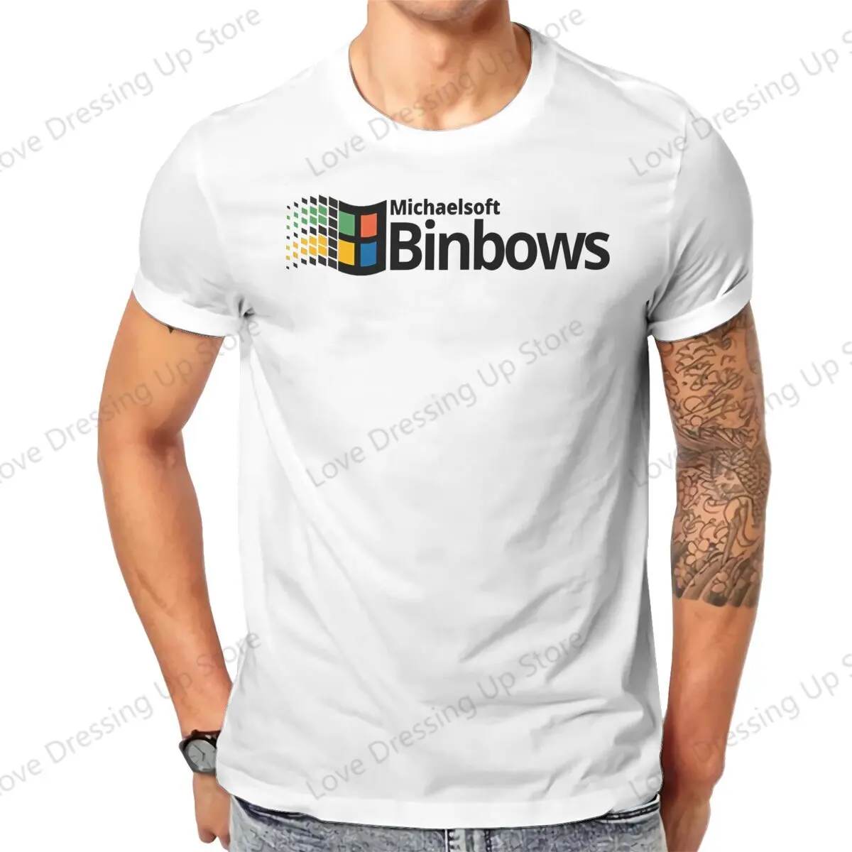 Michaelsoft Binbows Windows 95 Computer System Accessories T Shirt Graphic Crewneck COTTON  Short Sleeve