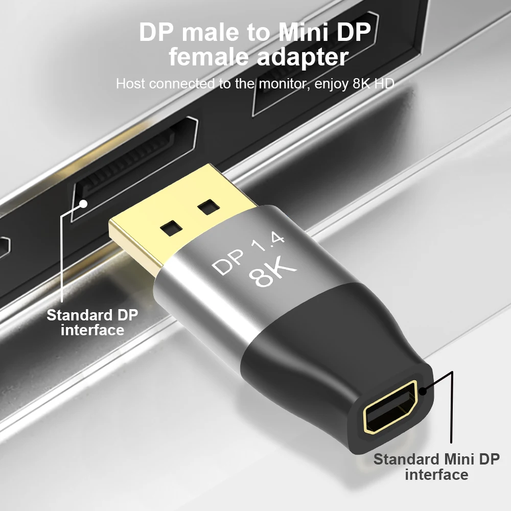 16K Mini DisplayPort zu DisplayPort Kabel DP2.1 Adapter 54Gbps 8K@60HZ 4K@120HZ Mini DP zu DP Bidirektional für Gaming Laptop – Detail 10