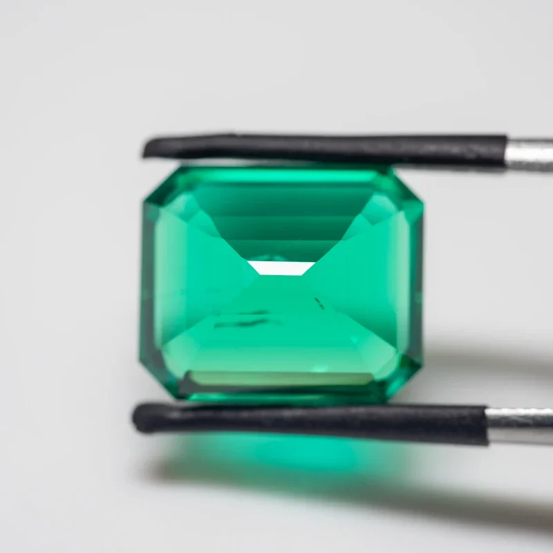 Lab Grown Columbia Emeralds Size 10x12mm Hydrothermal Hand Emerald Cut With Cracks Inclusions Inside Selectable AGL Certificate