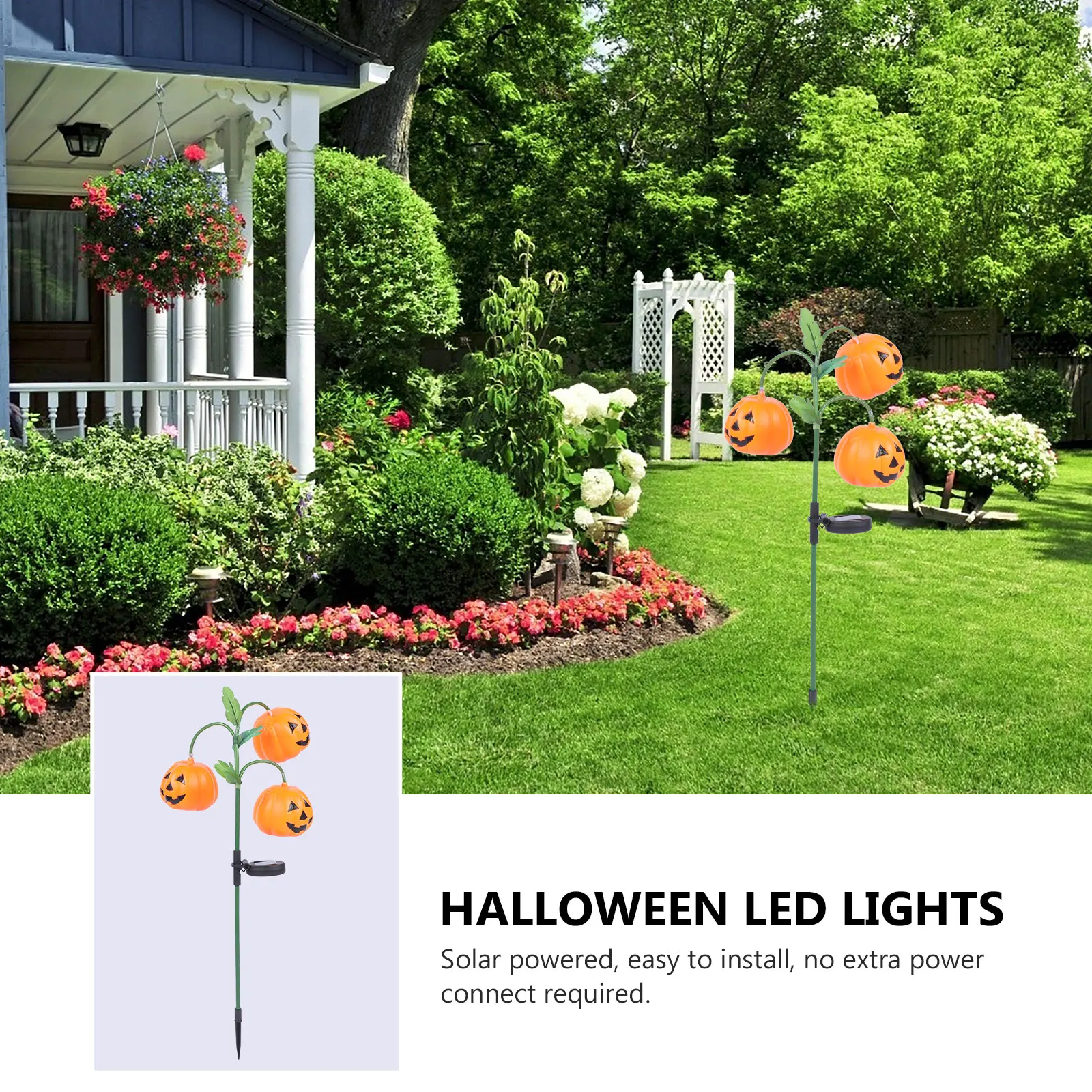

1pc Halloween Pumpkin Solar Lamp Outdoor Lawn Solar Lawn Lamp Yard Insert Light Decorative Light Orange