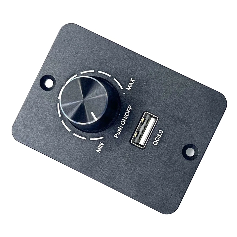 1Pc 120W LED Dimmer Switch With 24W USB Fast Charger For RV Campervan Boat Marine Lighting Control Panel Black