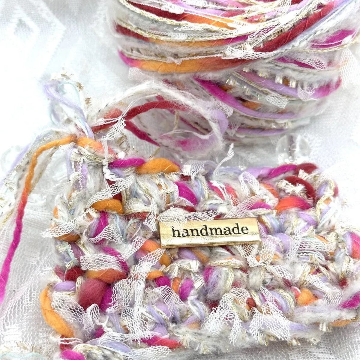 

100g Handmade Yarn Mixed Thread Passionate Sweet Orange DIY Mixed Thread Hand Account Rope Bag Scarf Hat Hair Clip Thread