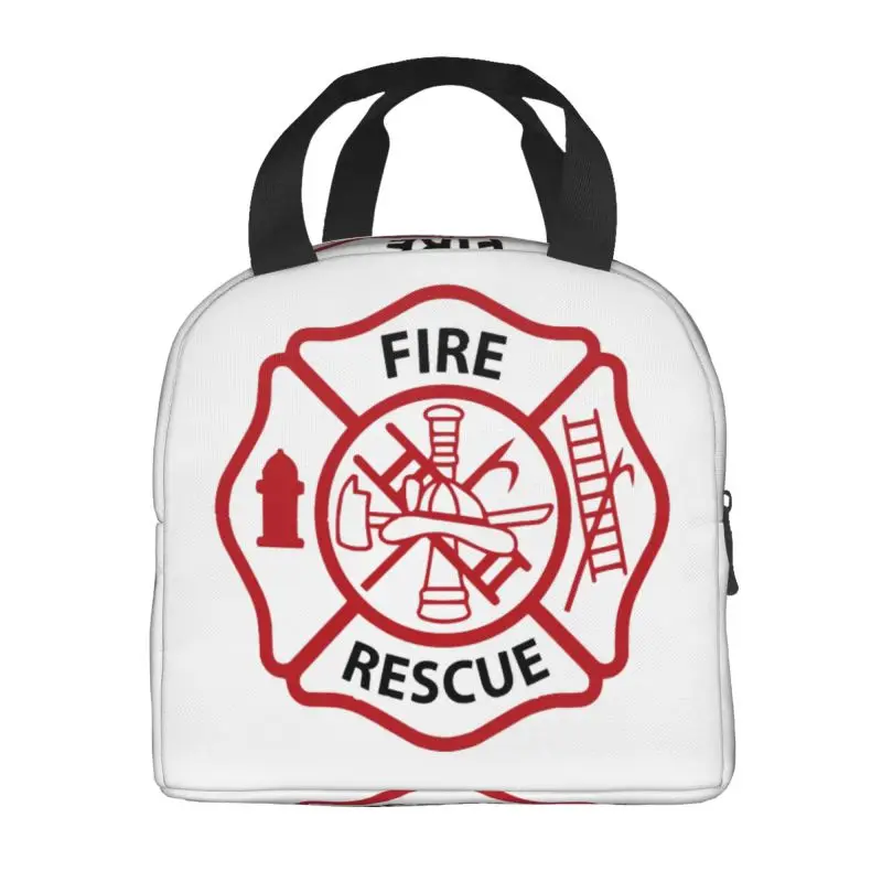 Fire Rescue Firefighter Insulated Lunch Bags for Work School Leakproof Thermal Cooler Bento Box Women Children