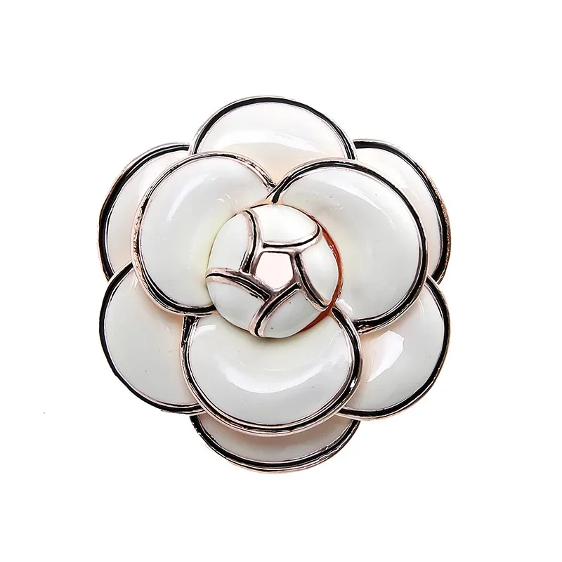 CINDY XIANG Enamel Saturna Camellia Flower Brooches for Women Black Color Fashion Coat Handbag Pins New Arrival Jewelry Gift