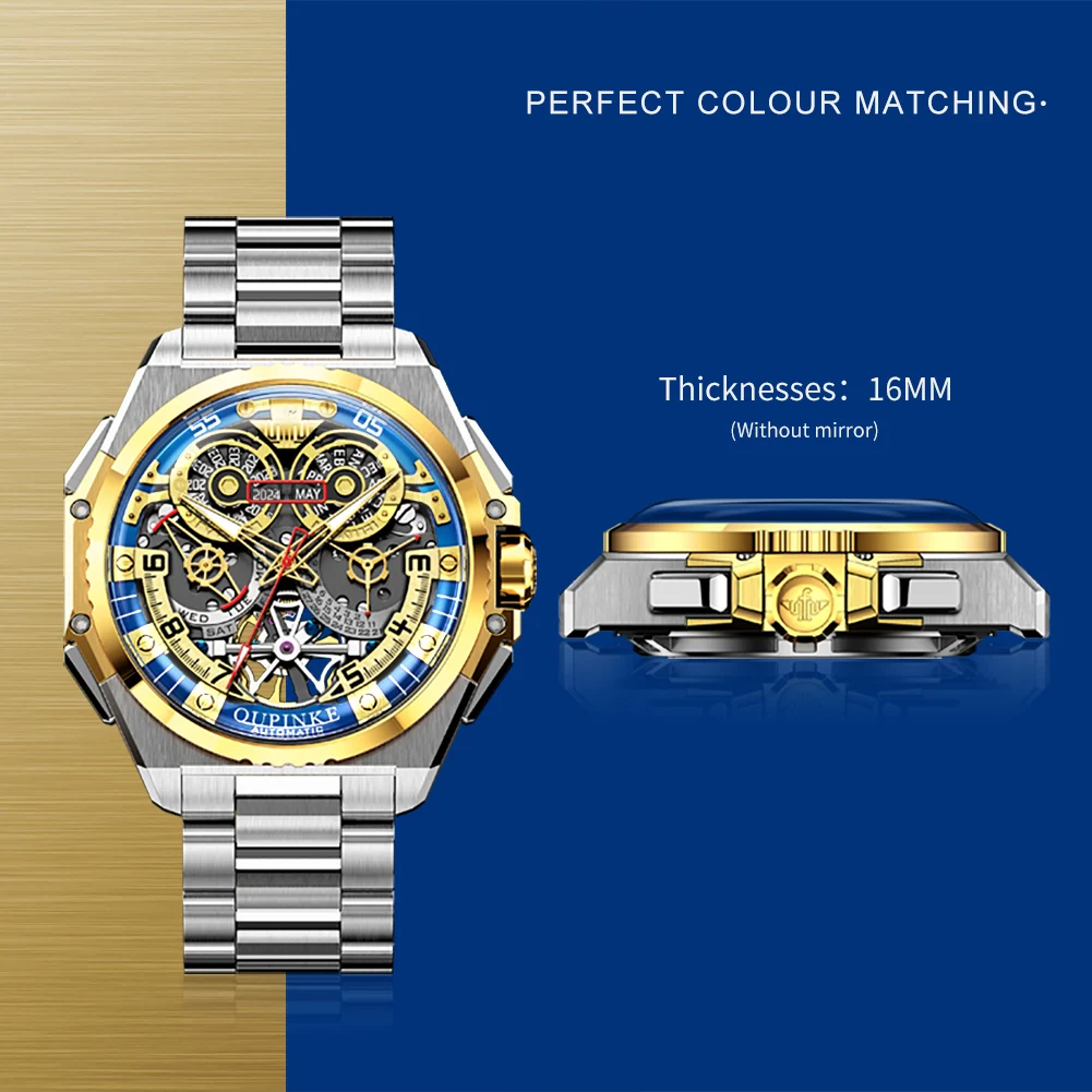 OUPINKE 3266 フルホロー メンズ機械式腕時計 ハイ イタリアンデザイナー コラボレーション 高級ブランド メンズ自動巻き腕時計 トップウォッチ