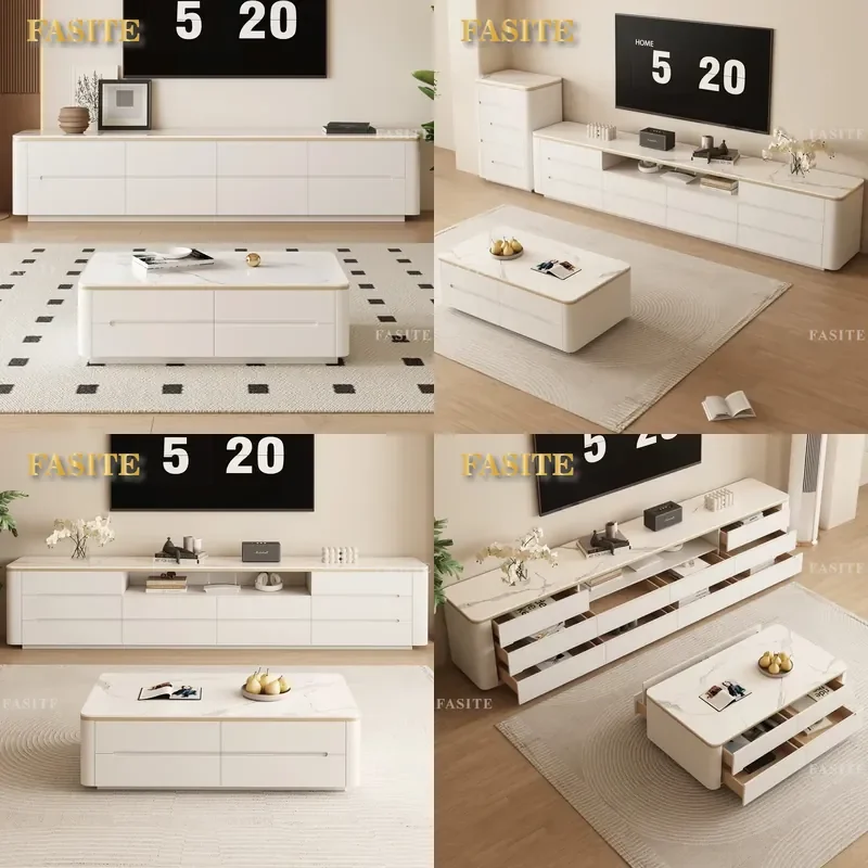 For Small Apartment Living Room Modern Simple Solid Wood Coffee Table TV Cabinet Combination Floor Standing Home Furniture