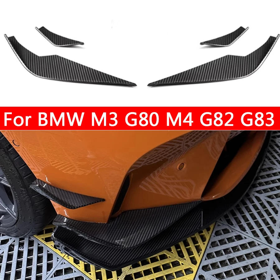 

For BMW M3 G80 M4 G82 G83 Carbon Fiber Car Front Bumper Wind knife Splitter Spoiler Canard Air Knife Surround Trim VS Style