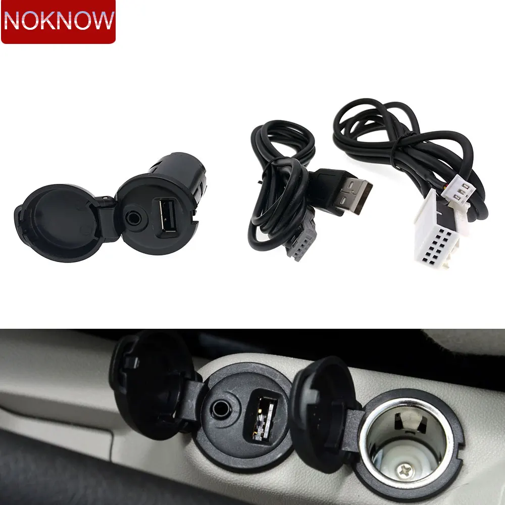 Samochód 3.5mm wejście AUX gniazdo USB kabel Adapter dla Peugeot 206 207 307 308 407 408 508 607 Citroen C2 C3 C4 C5 RD9 RD43 RD45