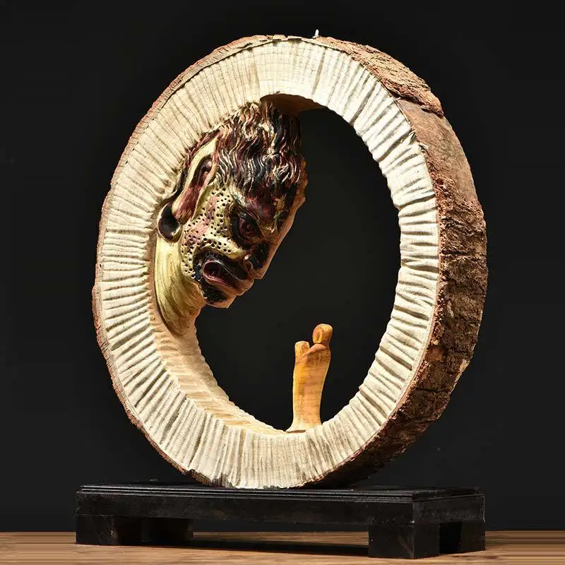 Camphor wood carving root carving home decoration handicrafts collection