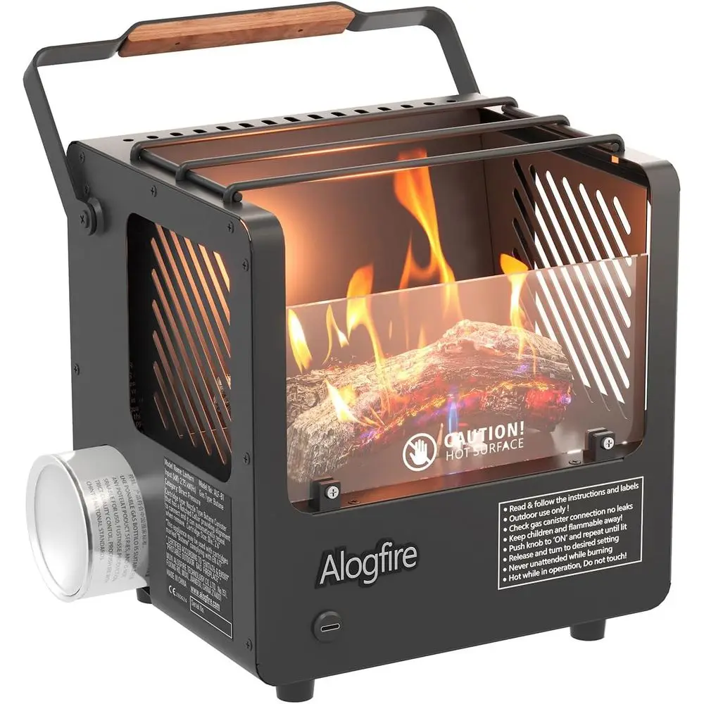Portable 3-in-1 Gas Fire Pit, 5200 BTU Butane Heater, Outdoor Safe Tabletop Fire Bowl for Camping and Fishing