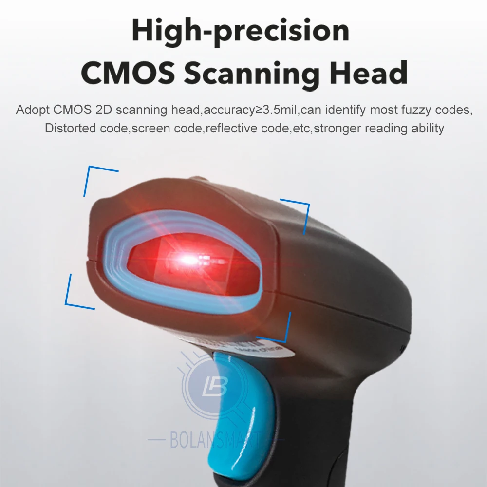 Portable Wired 2.4G Wireless 1D 2D Barcode Scanner Handheld Bluetooth PDF417 QR Bar Code Reader For Supermarkets Warehouses