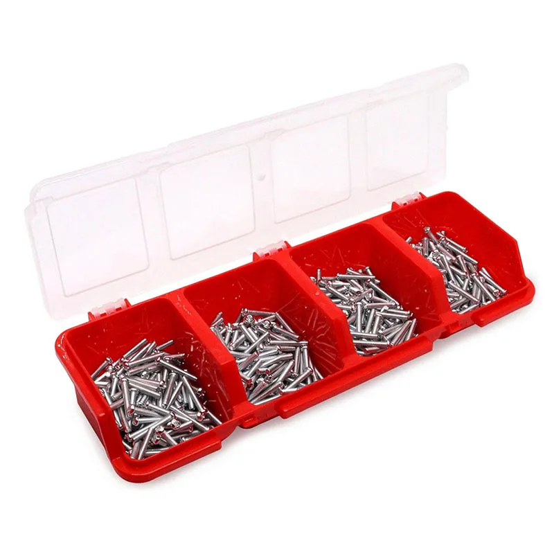 Коробка-органайзер с 4 сетками и крышками, штабелируемый футляр для хранения оборудования, сортировочный винт, ящик для инструментов, чехол для гаража, мелкие детали, инструмент