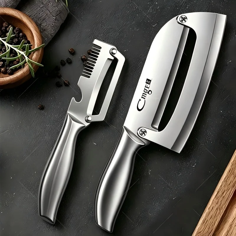 Stainless Steel Peeler Kitchen-Specific Peeler with Steel/Wooden Handle for Peeling Slicing Fruits Vegetables& Bottle Opener