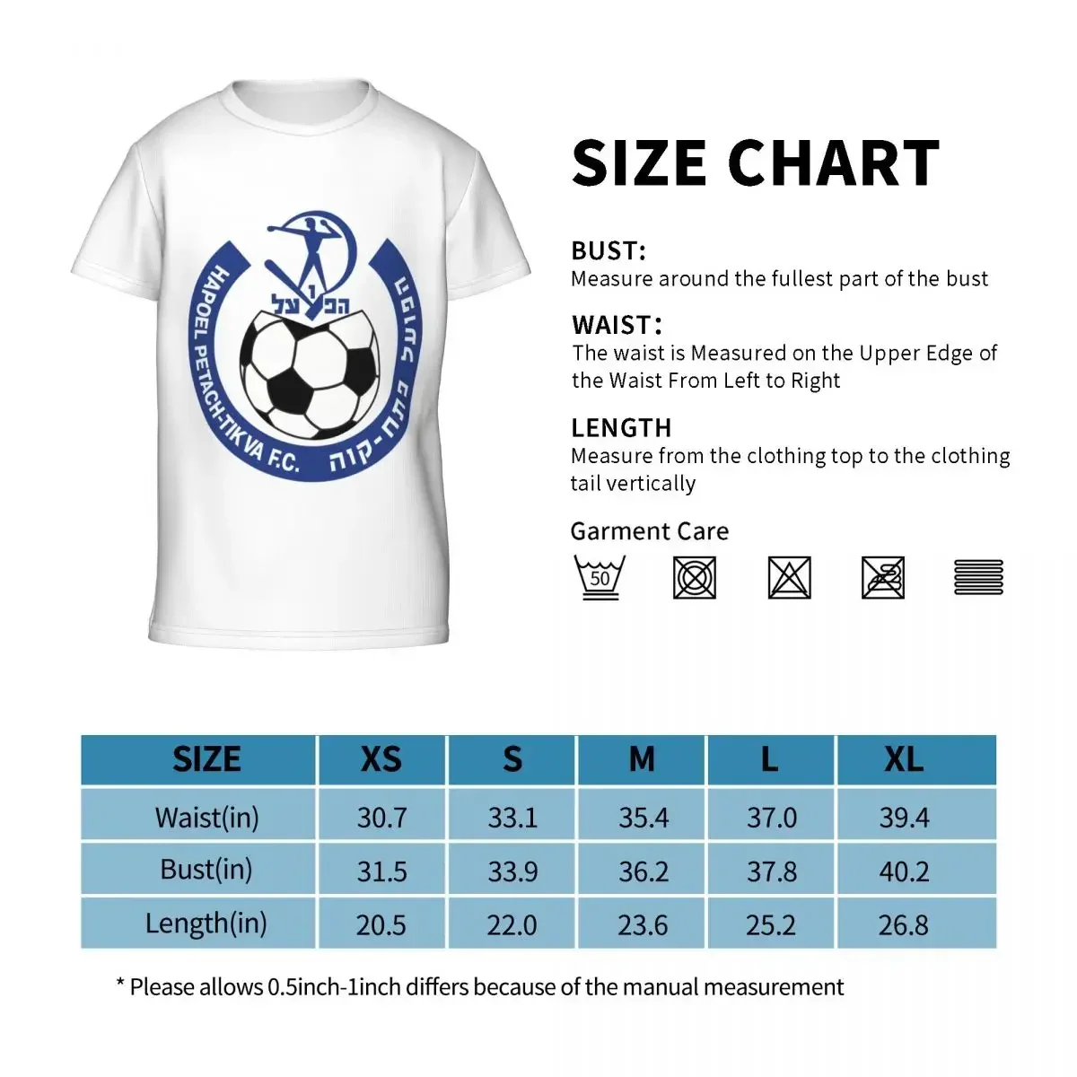 Hapoel Petah Tikva T Shirt - Short Sleeve Crew Neck Soft Fitted Tee Shirts for Teen Girl & Boy