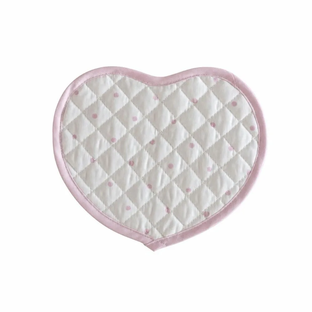 New Polka Dot Heart-shaped Placemats Cotton Plaid Insulating Table Mat Black Decorative Fabric Coaster Home Decor