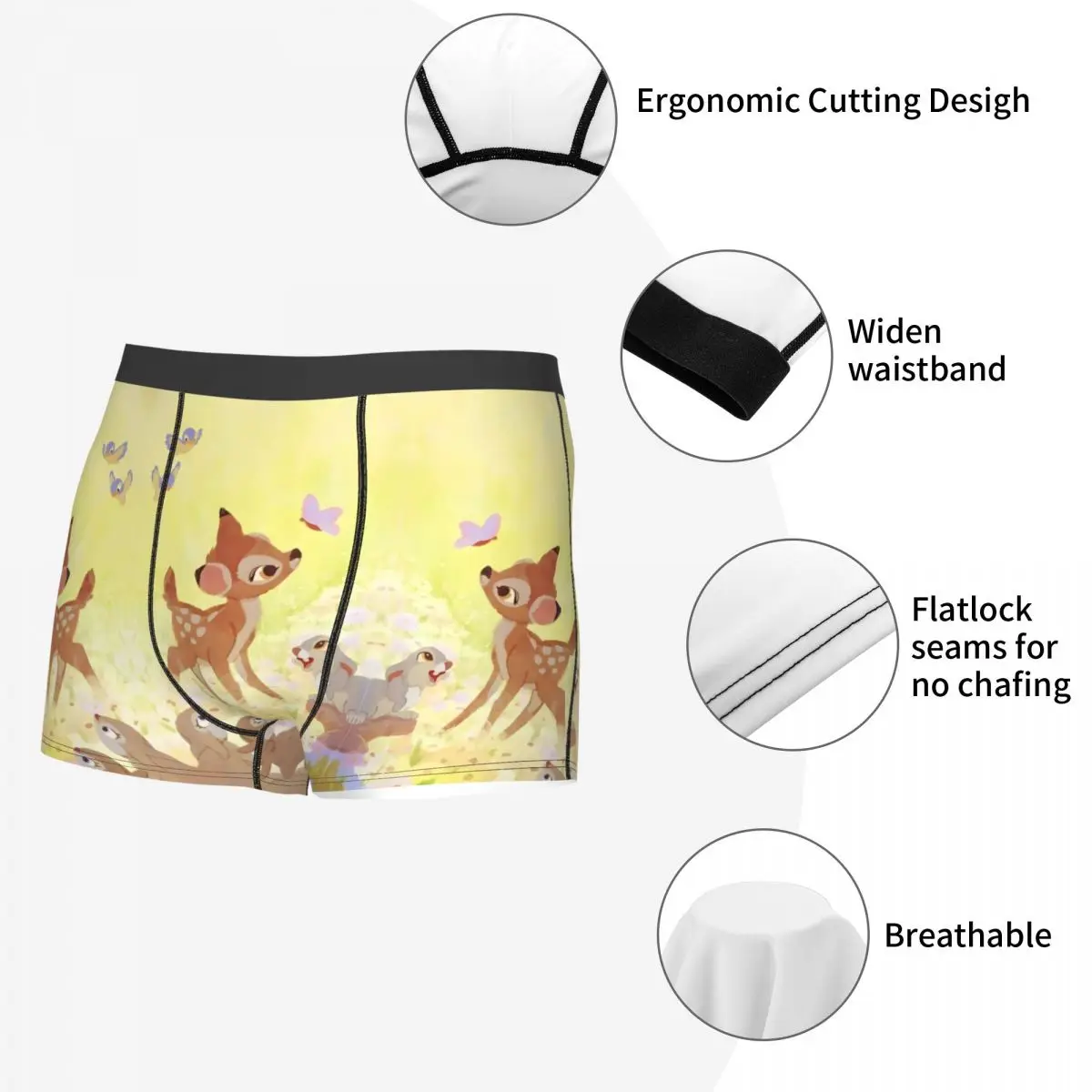 Customized Cool Bambi Boxers Shorts Panties Men's Underpants Stretch Classical Printing Animal Briefs Underwear