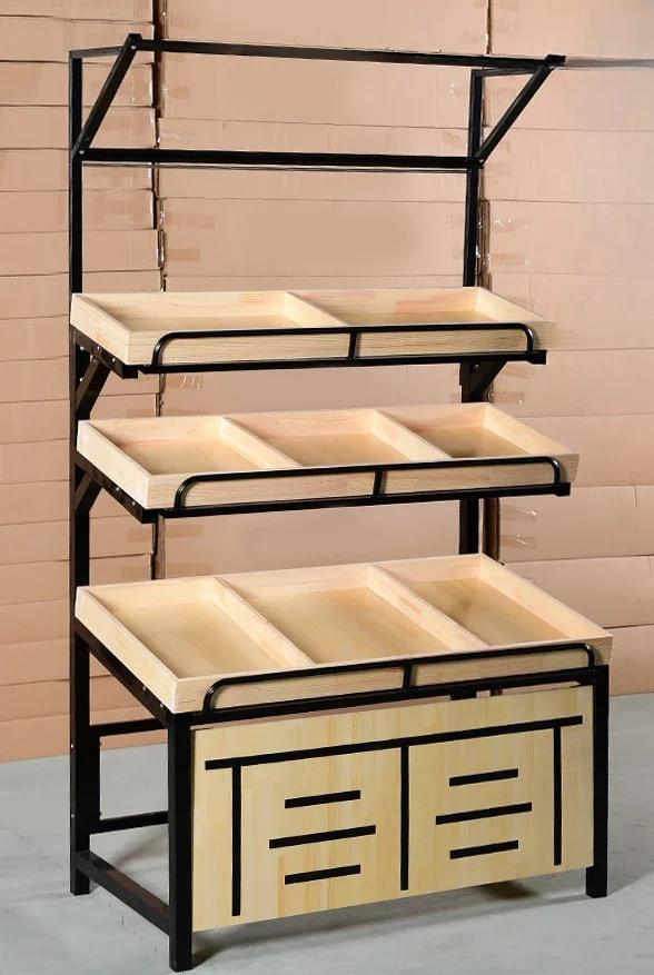 

Multifunctional Fruit Shelves,Supermarket Display Shelves, Vegetable Steel and Wood Shelves