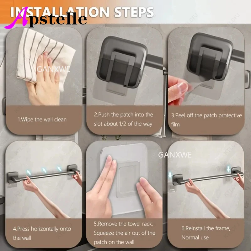 APSTELLEBathroom AccessoriesTowel HangeSelf-adhesiveHomeBathroomTowelRack HolderWithout DrillingWall MountedTowel Shelf Kitchen
