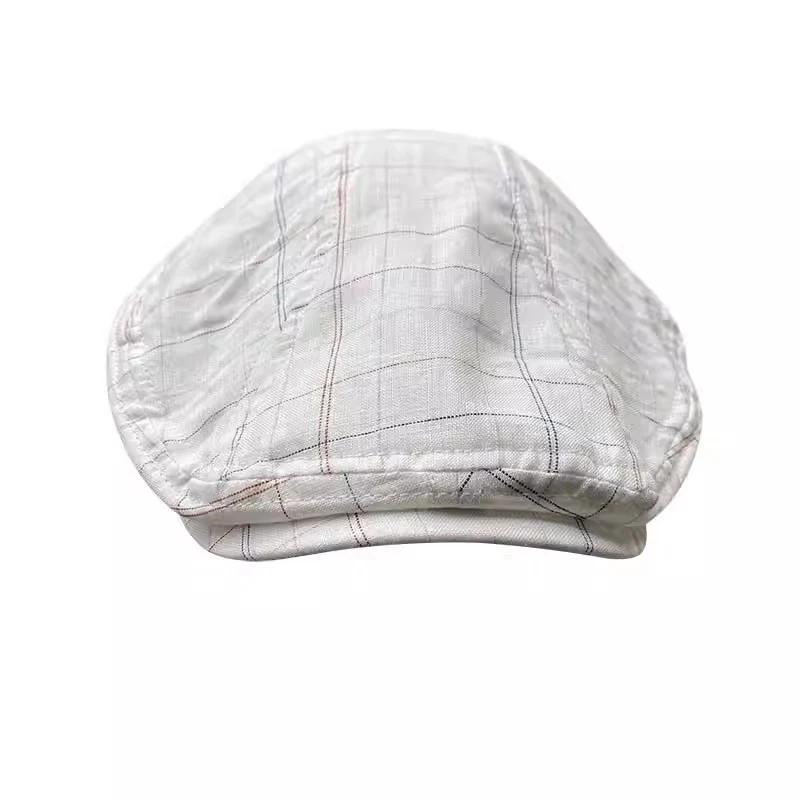 Spring Summer Linen Newsboy Cap New White Breathable Beret Men\'s Women\'s Literary Retro Hat England Hats Male Hats 46