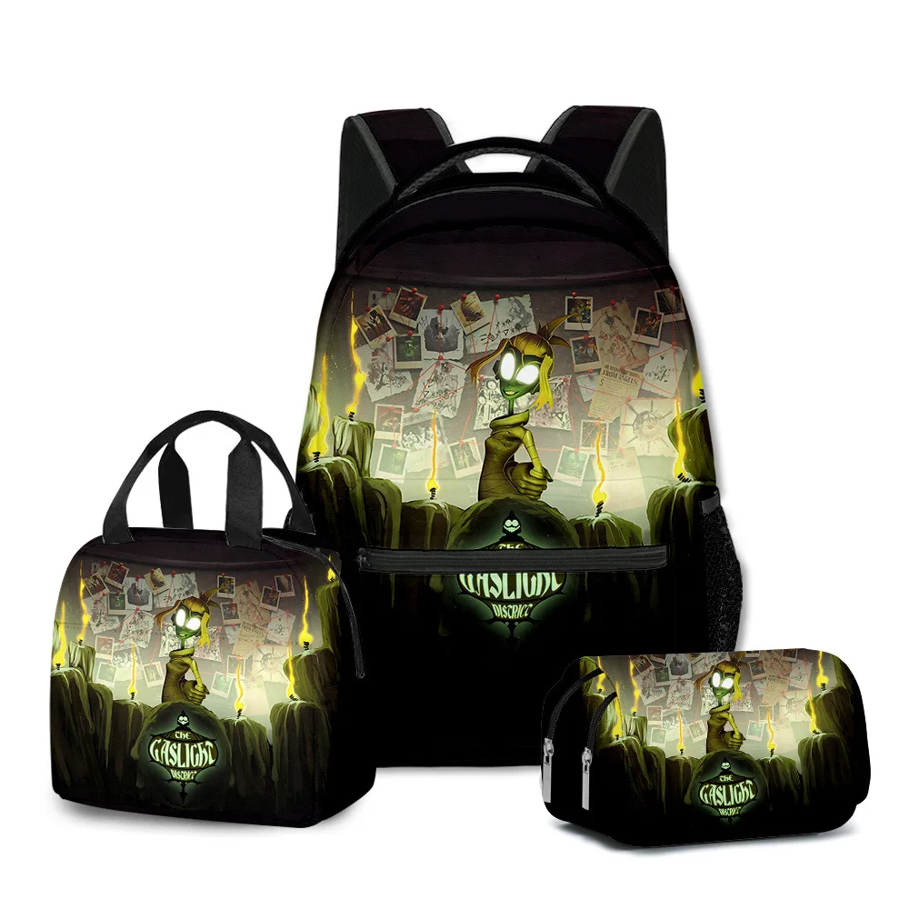 Classic Novelty Cool The Gaslight District 3D Printed 3pcs/Set Student School Bags Laptop Daypack Backpack Lunch bag Pencil Case