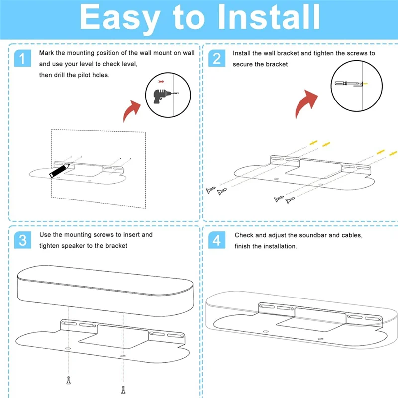 AY14 -Soundbar Wall Mount For Sonos  Wall Mount Bracket Compatible With For Sonos  Sound Bar Mounts Mounting Bracket