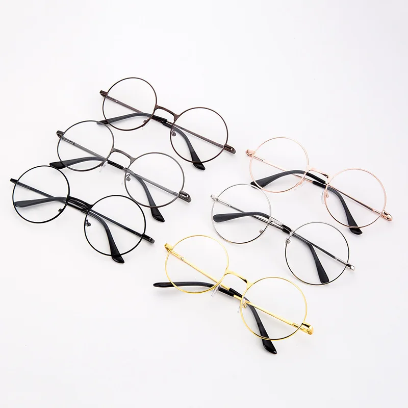 New Round Frame Eyeglasses Simple Vintage Metal Frame Clear Lens Glasses Eyewear Oversized Circle Eye Glasses Match for Students