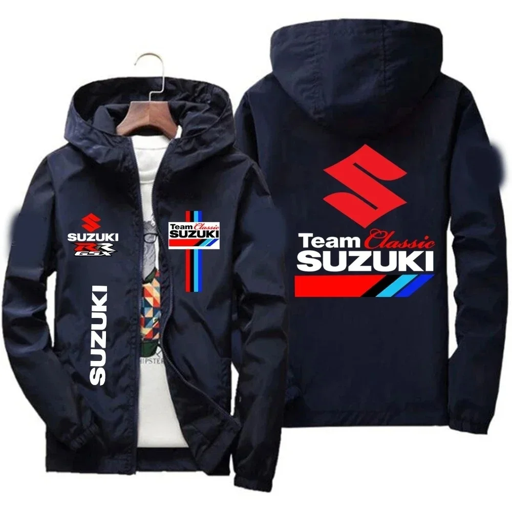 

2026 New Model Men's New Suzuki Racing Team Hooded Zip-Up Jacket - Spring/Autumn Waterproof Windbreaker - Casual Fashion Outdoor