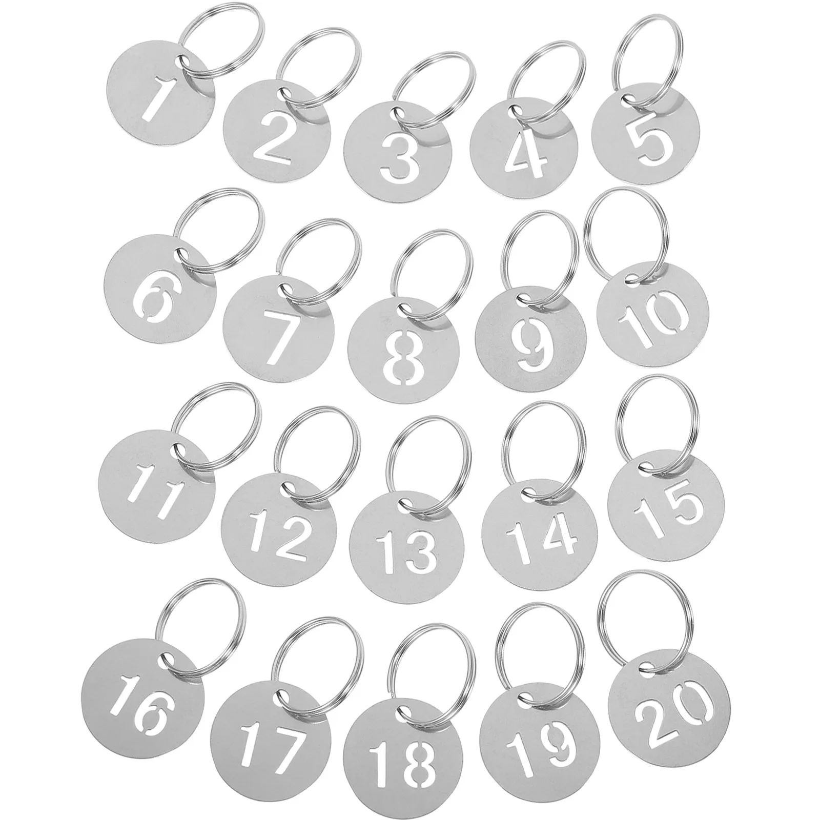 20Pcs Round Numbered Key Tags 1-20 Heavy Duty Stainless Steel Key Identifier Tags for Keys Luggage Name Labels Hanging