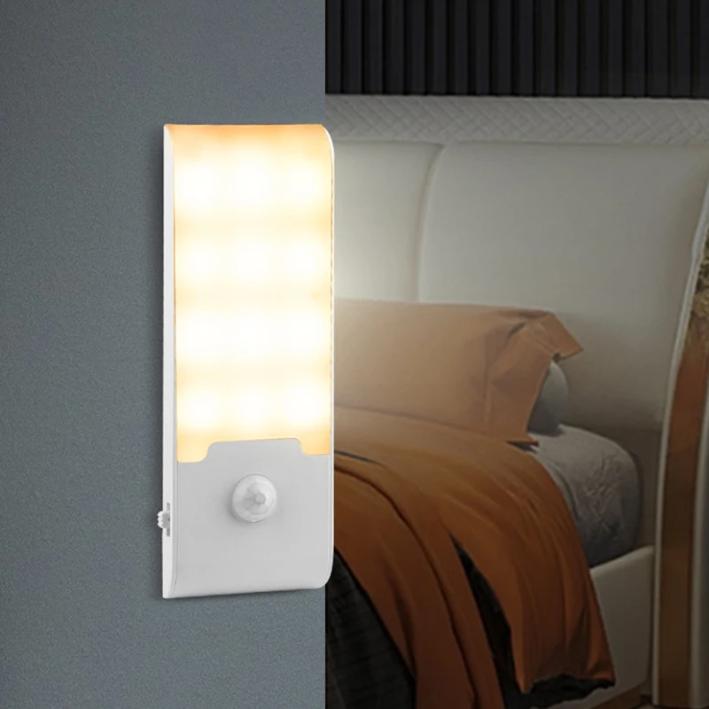 Luz Nocturna LED con Sensor de movimiento, lámpara de noche recargable, portátil, para mesita de noche, armario de cocina, dormitorio, escaleras y pasillo